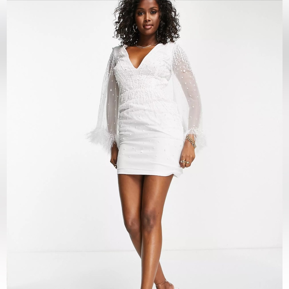 ASOS Starlet Bridal plunge mini dress - Like New!